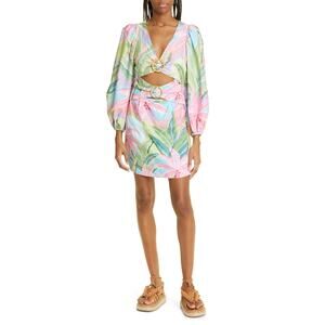 Farm Rio Linen Blend Cutout Dress Size XXS